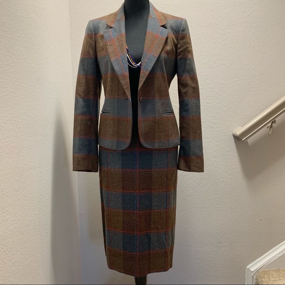 Rare Plaid Vintage Skirt Suit Set